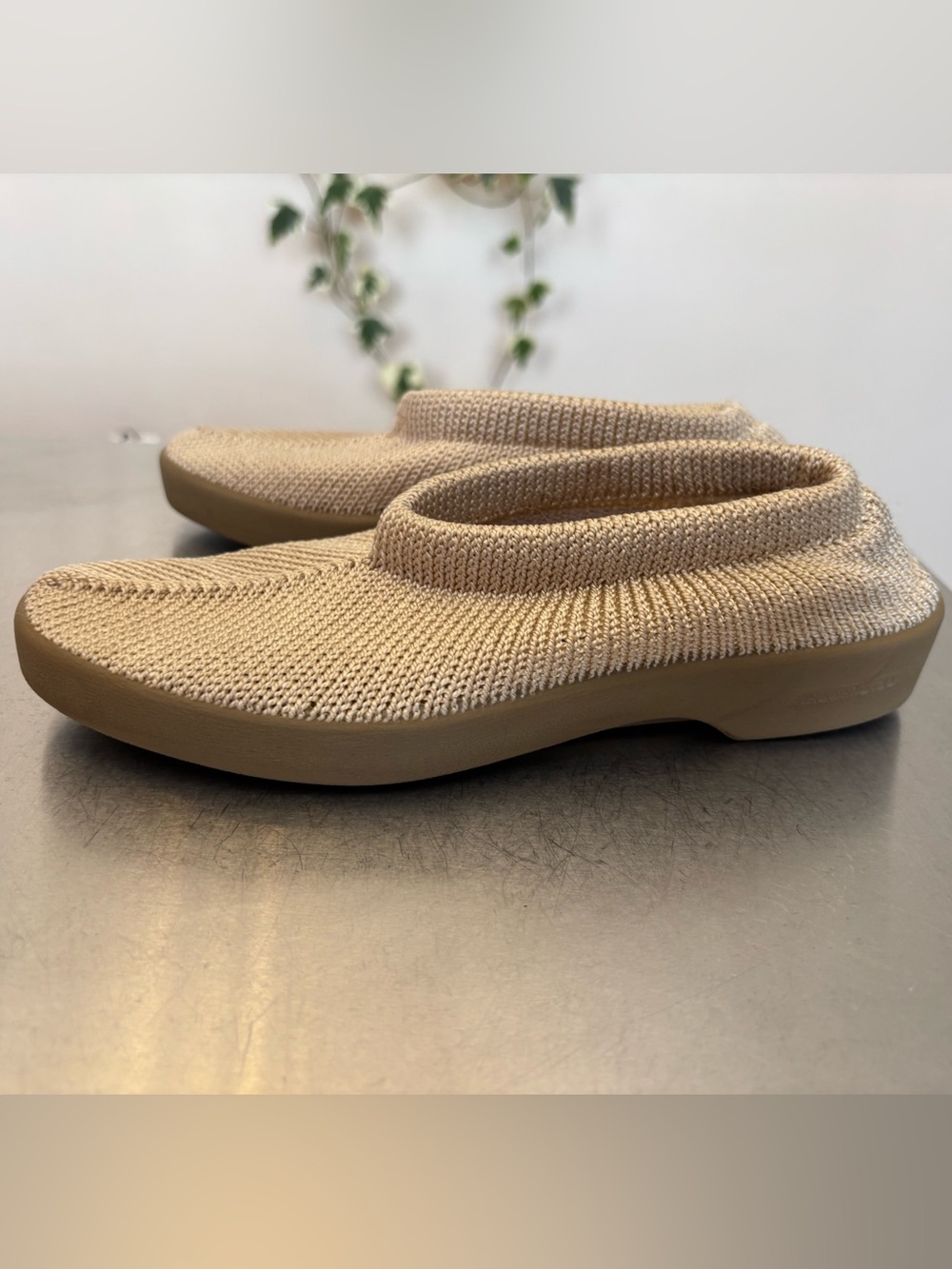 Arcopedico Knit Slip-On Clog in Beige-Tan